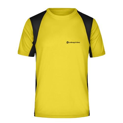 Gelbes Funktionsshirt aus Polyester mit kurzen �rmeln.