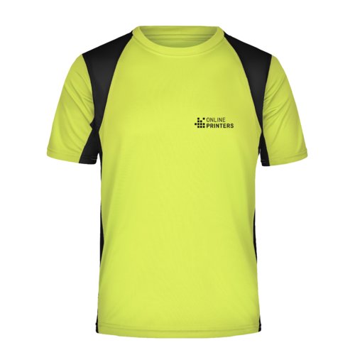 Neongelbes Funktionsshirt aus Polyester für Herren mit kurzen Ärmeln.