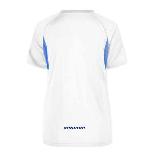 Weies/blaues Polyester Funktionsshirt fr Damen, Kurzarm.