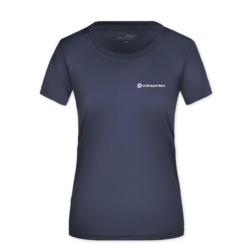 Schwarzblaues Polyester T-Shirt f�r Damen.