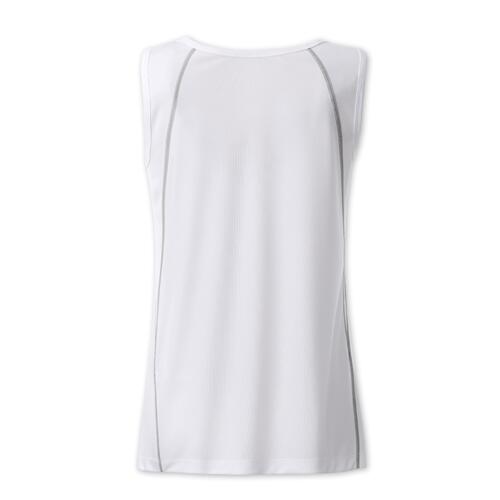 Wei�es Polyester Tanktop f�r Damen mit sportlichem Schnitt.