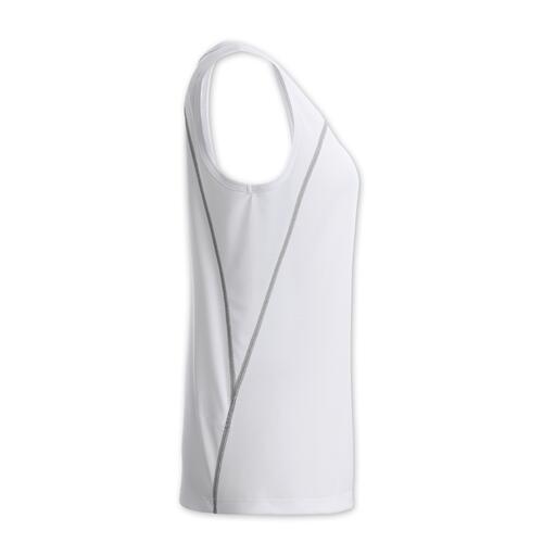 Wei�es Sport-Tanktop aus Polyester f�r Damen.