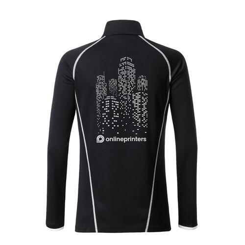 Schwarz-wei�es Langarmshirt aus Polyester f�r Damen.