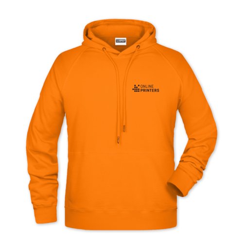 Oranger Hoodie aus Baumwollmischung mit Kapuze und Kordelzug, für Herren.