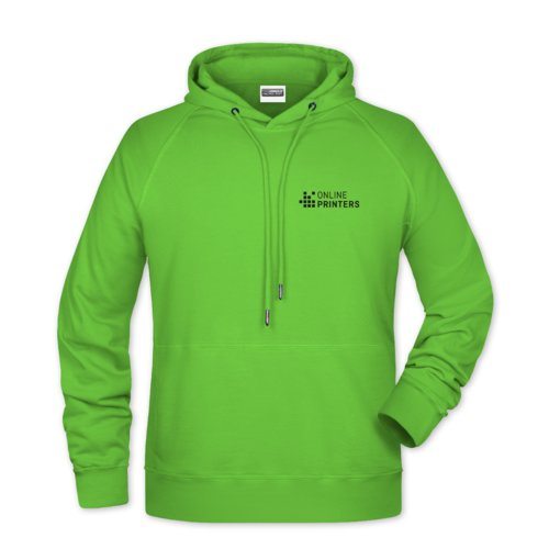 Apfelgrüner Hoodie aus Baumwollmischung mit Kapuze und Kordelzug.