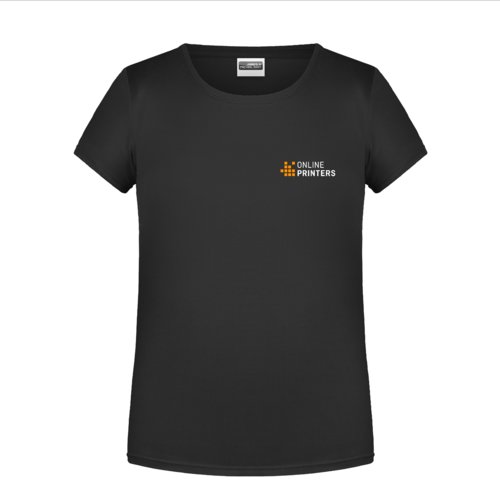 Schwarzes Baumwoll-T-Shirt für Mädchen mit kurzen Ärmeln.