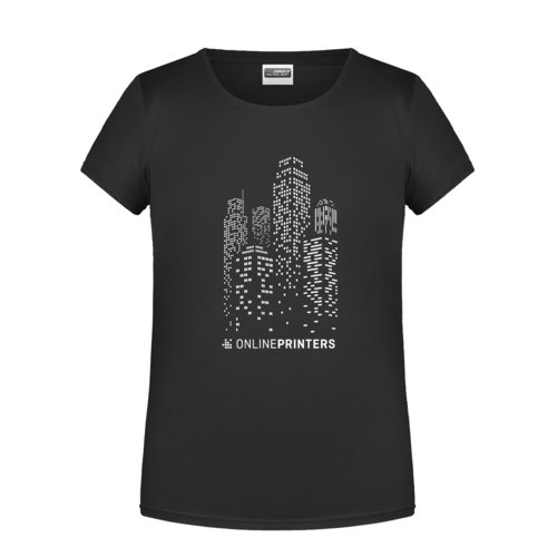 Schwarzes Baumwoll-T-Shirt für Mädchen mit kurzen Ärmeln.