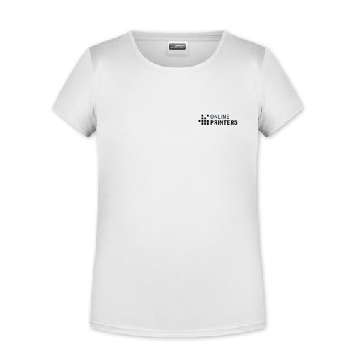 Weißes Baumwoll-T-Shirt für Mädchen mit kurzen Ärmeln.