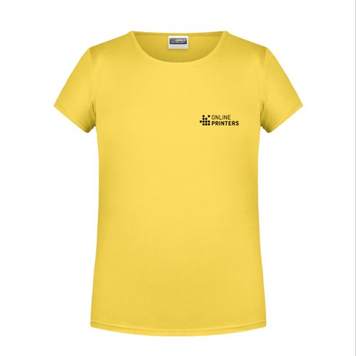 Gelbes Baumwoll-T-Shirt für Mädchen mit kurzen Ärmeln.
