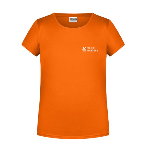 Oranges Baumwoll-T-Shirt mit kurzen Ärmeln und Rundhalsausschnitt.