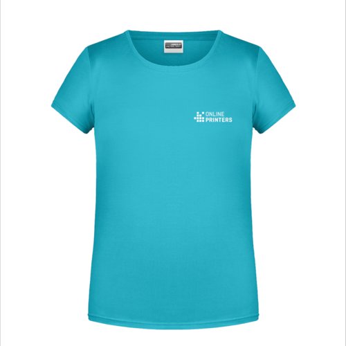 Türkisfarbenes Baumwoll-T-Shirt für Mädchen mit kurzen Ärmeln.