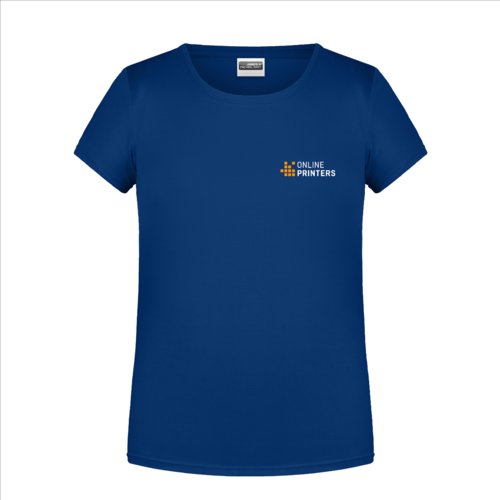 Dunkelblaues Baumwoll-T-Shirt für Mädchen mit kurzen Ärmeln.