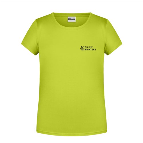 Neongelbes Baumwoll-T-Shirt für Mädchen mit kurzen Ärmeln.