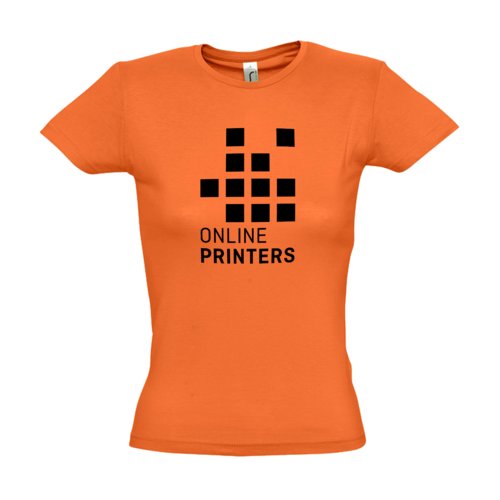 Oranges Baumwoll-T-Shirt fr Damen mit kurzen rmeln.