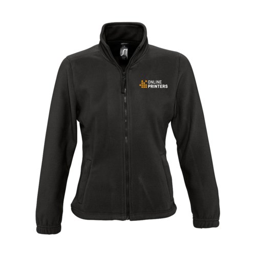 Schwarze Fleecejacke aus Polyester mit durchgehendem Reiverschluss.