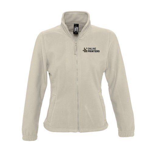 Beige Fleecejacke aus Polyester mit durchgehendem Reiverschluss fr Damen.