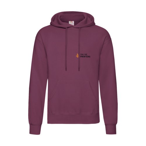 Burgunderfarbener Hoodie aus Baumwollmischgewebe mit Kapuze und Kngurutasche.