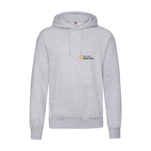 Grau melierter Baumwoll-Polyester-Hoodie fr Herren mit Kapuze.