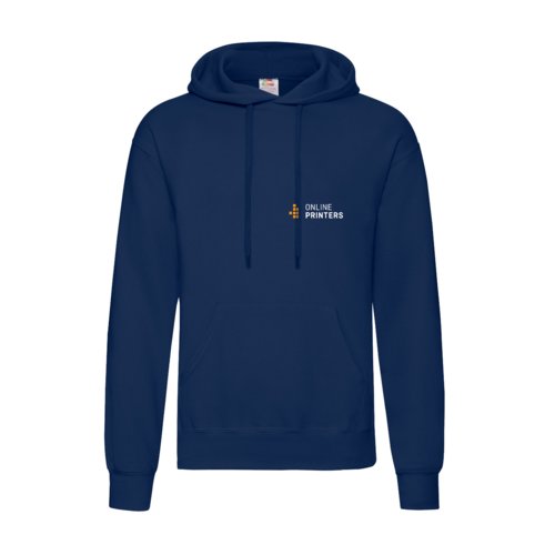 Marineblauer Baumwoll-Polyester-Hoodie fr Herren mit Kapuze und Kordelzug.