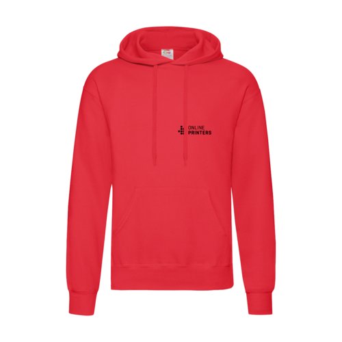 Roter Hoodie aus Baumwollmischgewebe mit Kapuze und Kngurutasche.