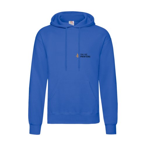 Knigsblauer Hoodie aus Baumwollmischung mit Kapuze und Kngurutasche.