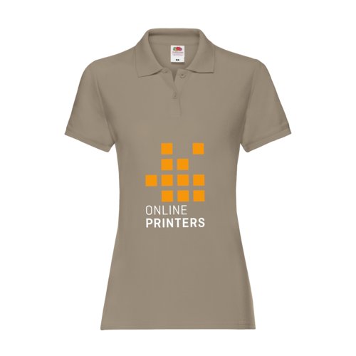 Khaki Baumwoll-Polohemd fr Damen mit kurzen rmeln.