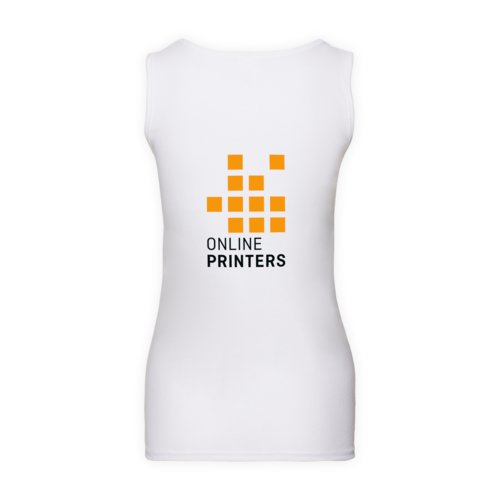 Weies Baumwoll-Tanktop fr Damen mit gerippten Bndchen.