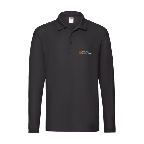 Schwarzes Langarm-Poloshirt aus Baumwolle fr Herren.