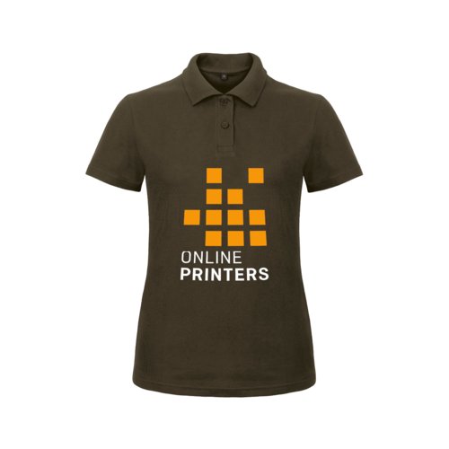 Braunes Baumwoll-Poloshirt fr Damen mit kurzer Knopfleiste.