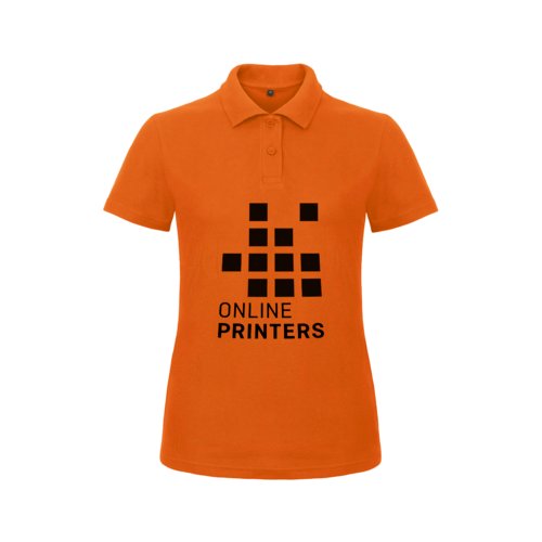 Oranges Damen Poloshirt aus Baumwolle mit kurzer Knopfleiste.