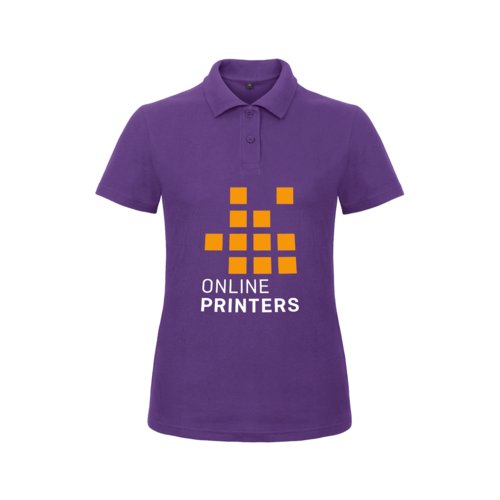 Violettes Damen-Poloshirt aus Baumwolle mit kurzer Knopfleiste.
