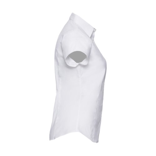 Weie Bluse aus Baumwollmischgewebe mit kurzen rmeln.