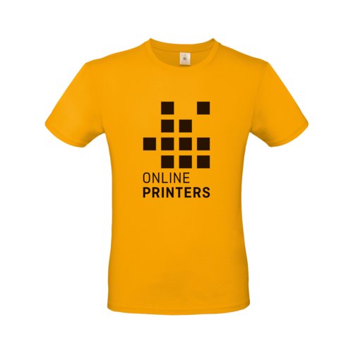Aprikotfarbenes Baumwoll-T-Shirt für Herren mit kurzen Ärmeln.