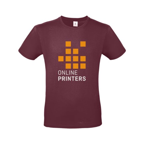 Burgunderrotes Baumwoll-T-Shirt für Herren mit kurzen Ärmeln.