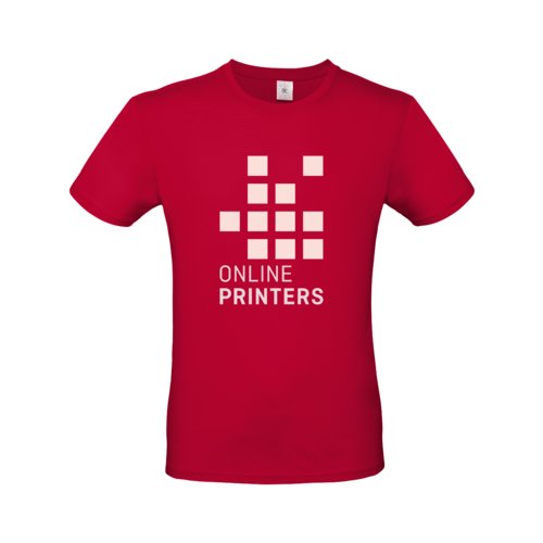 Dunkelrotes Baumwoll-T-Shirt für Herren mit kurzen Ärmeln.