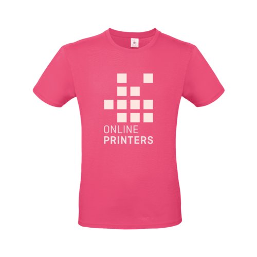 Fuchsiafarbenes Baumwoll-T-Shirt für Herren mit kurzen Ärmeln.