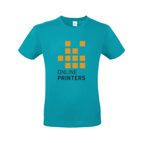 Türkisfarbenes Baumwoll-T-Shirt für Herren mit kurzen Ärmeln.