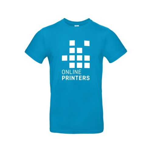 Atollblaues Baumwoll-T-Shirt fr Herren mit kurzen rmeln.