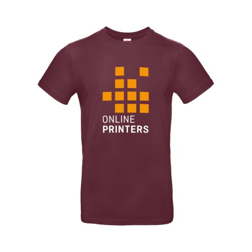 Burgunderrotes Baumwoll-T-Shirt fr Herren mit kurzen rmeln.