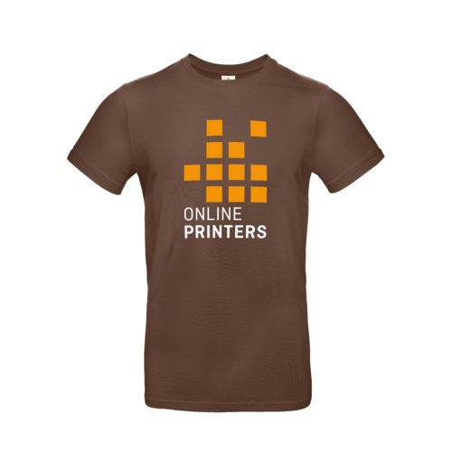 Braunes Baumwoll-T-Shirt fr Herren mit kurzen rmeln und Rundhalsausschnitt.