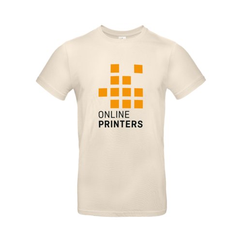 Beiges Baumwoll-T-Shirt fr Herren mit kurzen rmeln.
