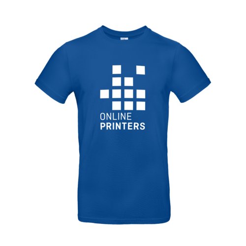 Royalblaues Baumwoll-T-Shirt fr Herren mit kurzen rmeln.