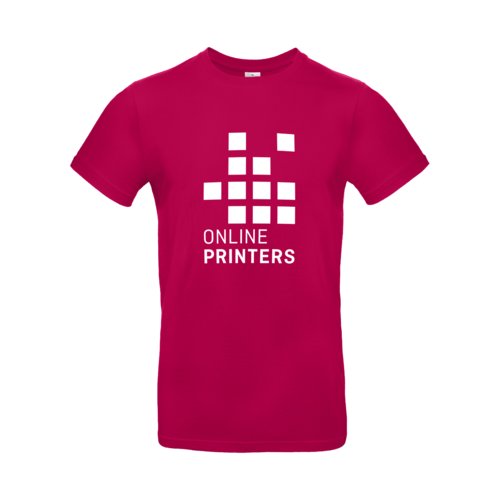 Fuchsiafarbenes Baumwoll-T-Shirt fr Herren mit kurzen rmeln.