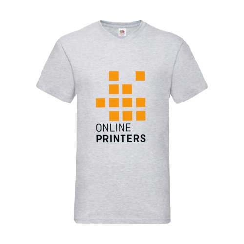 Grau meliertes Baumwoll-T-Shirt mit V-Ausschnitt für Herren.