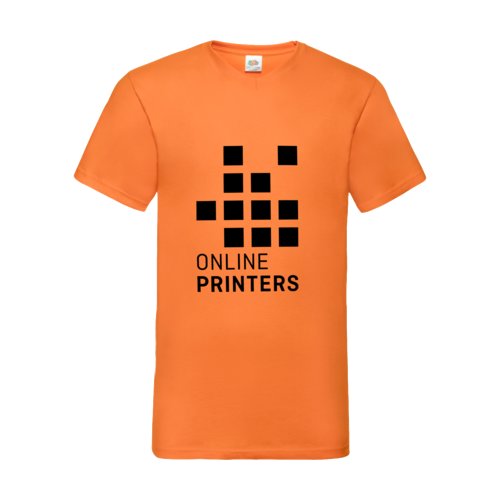 Oranges Baumwoll-T-Shirt mit V-Ausschnitt für Herren.