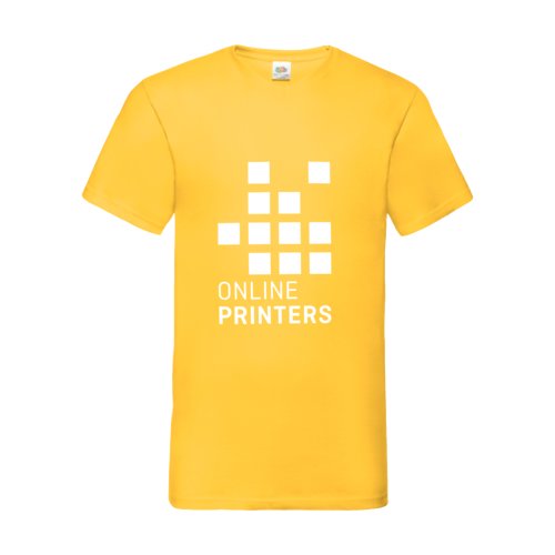 Gelbes Baumwoll-T-Shirt mit V-Ausschnitt für Herren.