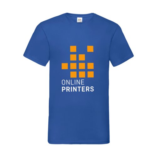 Königsblaues Baumwoll-T-Shirt mit V-Ausschnitt für Herren.