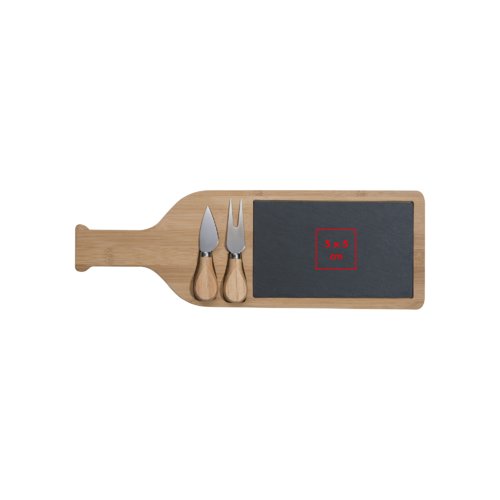 Holz Ksebrett mit Schieferplatte und Ksemesser Set.