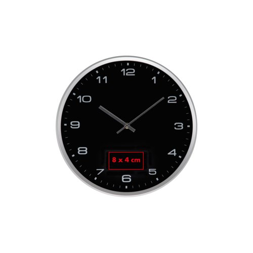 Wanduhr mit austauschbarem Motiv.