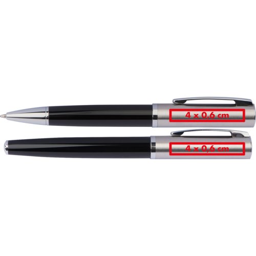 Schwarzes Schreibset mit Kugelschreiber und Etui.